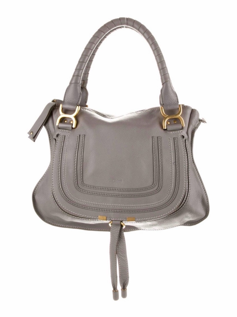 Chloe Gray Leather Wrap-Handle Shoulder Bag